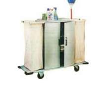 รถเข็นแม่บ้าน สแตนเลส มีประตูปิด-เปิด CW-067-9 size 47x115x110 cm.  0