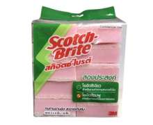 สก็อตไบร์ท3mมีฟองน้ำ สีชมพู ขาว  3M  Scotch-BriteTM No. 100 Sponge Laminated แผ่นใยขัดสองประสงค์ (สีขาว) 0