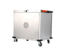 รถเข็นถาดอาหารมีระบบอุ่น 4 ชั้น (8ถาด) ระยะช่องใส่อาหาร115mm.  food warmer cart 