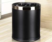 ถังขยะพลาสติกดำ2ชั้น ขอบสแตนเลส 10ลิตร ทนไฟกันน้ำ ขนาด 225*270 mm. 0