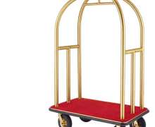 รถเข็นกระเป๋าทองเหลือง แบบกรงนก โรงงานผลิต Birdcage Luggage Cart cw-089-1 ล้อขนาด 8 นิ้ว รุ่น เกรดพรีเมี่ยม