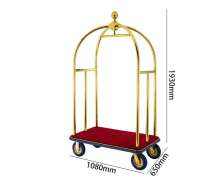 รถเข็นกระเป๋าทองเหลือง แบบกรงนก โรงงานผลิต Birdcage Luggage Cart cw-089-1 ล้อขนาด 8 นิ้ว รุ่น เกรดพรีเมี่ยม