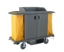 รถเข็นเมด ขนาด1615x545x1280 mm.รถเข็นแม่บ้านพลาสติกมีประตู  F4-2-3  Maid Trolley 