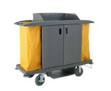 รถเข็นเมด ขนาด1615x545x1280 mm.รถเข็นแม่บ้านพลาสติกมีประตู  F4-2-3  Maid Trolley 