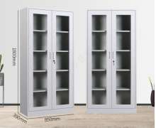 ตู้เหล็กบานกระจก 2 ประตู ขนาด 850*390*1800 mm