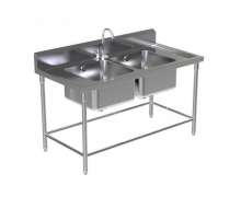 ซิงค์ สแตนเลส ซิ้งค์สแตนเลส2หลุม Sink table w/Single Faucet STT-6 700*1200*800+150mm. 0