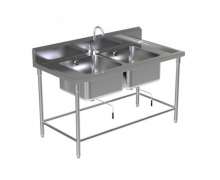 ซิงค์ สแตนเลส ซิ้งค์สแตนเลส2หลุม Sink table w/Single Faucet STT-6 700*1200*800+150mm.