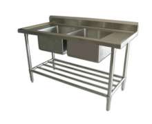 ซิงค์ สแตนเลส ซิ้งค์สแตนเลส2หลุม Sink table w/Single Faucet STT-6 700*1200*800+150mm.