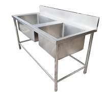 ซิงค์ สแตนเลส ซิ้งค์สแตนเลส2หลุม Sink table w/Single Faucet STT-6 700*1200*800+150mm.