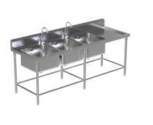 ซิงค์สแตนเลส ซิ้งค์ล้างจาน 3 หลุม มีปีก ขวา Sink table w/Single Faucet STT-6  700*2300*800+150mm. 0