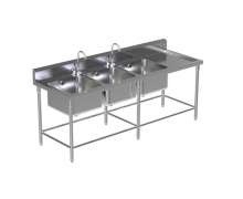 ซิงค์สแตนเลส ซิ้งค์ล้างจาน 3 หลุม มีปีก ขวา Sink table w/Single Faucet STT-6  700*2300*800+150mm.