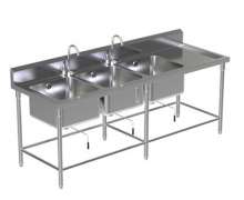 ซิงค์สแตนเลส ซิ้งค์ล้างจาน 3 หลุม มีปีก ขวา Sink table w/Single Faucet STT-6 