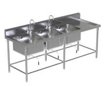 ซิงค์สแตนเลส ซิ้งค์ล้างจาน 3 หลุม มีปีก ขวา Sink table w/Single Faucet STT-6  700*2300*800+150mm.