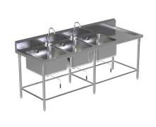 ซิงค์สแตนเลส ซิ้งค์ล้างจาน 3 หลุม มีปีก ขวา Sink table w/Single Faucet STT-6  700*2300*800+150mm.