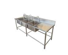 ซิงค์สแตนเลส ซิ้งค์ล้างจาน 3 หลุม มีปีก ขวา Sink table w/Single Faucet STT-6  700*2300*800+150mm.