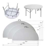 โต๊ะกลมพับครึ่ง ขนาด 154 สูง 74 ซม.