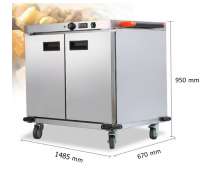 รถเข็นถาดอาหารมีระบบอุ่น 4 ชั้น (8ถาด) ระยะช่องใส่อาหาร115mm.  food warmer cart 