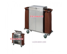 รถเข็นแม่บ้าน สแตนเลส มีประตูปิด-เปิด CW-067-9-2 size 53x140x110 cm.  0