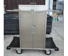 รถเข็นแม่บ้าน สแตนเลส มีประตูปิด-เปิด CW-067-9-2 size 53x140x110 cm. 