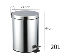 ถังขยะสแตนเลส20ลิตรเท้าเหยียบฝา SOFT CLOSE ขนาด29*44ซม.ถังด้านในสีดำ เกรด 430