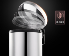 ถังขยะสแตนเลส12 ลิตรเท้าเหยียบฝา SOFT CLOSE ขนาด25*39ซม.ถังด้านในสีดำ เกรด 430