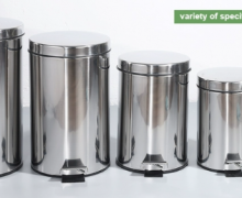 ถังขยะสแตนเลส12 ลิตรเท้าเหยียบฝา SOFT CLOSE ขนาด25*39ซม.ถังด้านในสีดำ เกรด 430