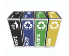 ถังขยะสแตนเลสแยกประเภทขยะ วางต่อกันได้ สแตนเลส 304 ชุด 4 ใบ