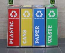 ถังขยะสแตนเลสแยกประเภทขยะ วางต่อกันได้ สแตนเลส 304 ชุด 4 ใบ