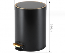 ถังขยะสแตนเลสเท้าเหยียบ12ลิตรสีดำกลม 0