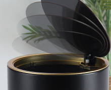 ถังขยะสแตนเลสเท้าเหยียบ12ลิตรสีดำกลม