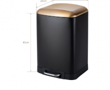 ถังขยะสแตนเลสเท้าเหยียบ12ลิตรสีดำทรงเหลี่ยม 0