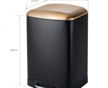 ถังขยะสแตนเลสเท้าเหยียบ12ลิตรสีดำทรงเหลี่ยม