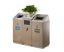 ถังขยะสแตนเลส+เหล็กพ่นสีลายไม้อบด้วยความร้อนสูงทนต่อทุกสภาพกาศ