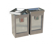 ถังขยะสแตนเลสใสมีช่องทิ้งด้านบน ขนาด 400*300*650 mm.ราคาต่อชุด(2ใบ) 0