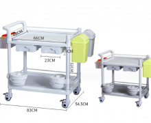 รถเข็นทางการแพทย์  ABS 2 ชั้น 545*830*870mm.รับน้ำหนักได้ 100 กก