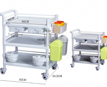 รถเข็นทางการแพทย์  ABS 3 ชั้น 545*830*870mm.รับน้ำหนักได้ 100 กก