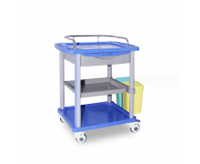 รถเข็นทางการแพทย์ ABS 3ชั้น 1ลิ้นชัก ขนาด 750*475*950mm. มีกล่องแขวน