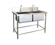 ซิงค์ สแตนเลส ซิ้งค์สแตนเลส2หลุม Sink table w/Single Faucet STT-6 700*1200*800+150mm.