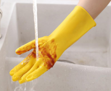 ถุงมือยางสีเหลือง ใช้งานเอนกประสงค์ ทนต่อของมีคม ยาว 32ซม. 75g