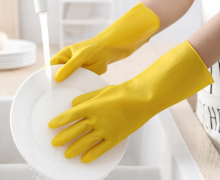 ถุงมือยางสีเหลือง ใช้งานเอนกประสงค์ ทนต่อของมีคม ยาว 32ซม. 75g