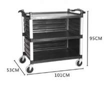 รถเข็นพลาสติก3ชั้นมีผนังกั้น3ด้าน คันใหญ่  เกรด เอหนารุ่น CW-066-5-3
