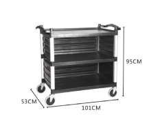 รถเข็นพลาสติก3ชั้นมีผนังกั้น3ด้าน คันใหญ่  เกรด เอหนารุ่น CW-066-5-3