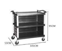 รถเข็นพลาสติก3ชั้นมีผนังกั้น3ด้าน คันใหญ่  เกรด เอหนารุ่น CW-066-5-3