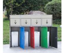 ถังขยะสแตนเลส3ช่อง ขนาด กว้าง(ลึก) 42 ยาว 150 สูง 90 ซม. สแตนเลสเกรด304 หนา 1.2 มิล