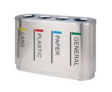 ถังขยะสแตนเลสแยกประเภทขยะ 4 ช่องสแตนเลส 201 ขนาด 1380*360*760mm 0