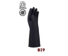 ถุงมืออุตสาหกรรม ไซส์ XL สีดำ/ส้ม ถุงมือช่าง ถุงมือโรงงาน ใช้งานหนัก ยาว 14” มาตรฐานส่งออก (Code BI9) Bosaeng 0