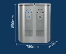 ถังขยะสแตนเลสใสมองเห็นขยะด้านใน2ช่อง ขนาด 310*780 สูง*850 ซม.