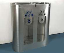 ถังขยะสแตนเลสใสมองเห็นขยะด้านใน2ช่อง ขนาด 310*780 สูง*850 ซม.