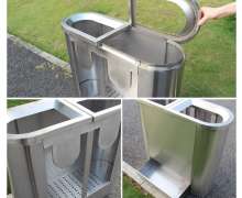 ถังขยะสแตนเลสใสมองเห็นขยะด้านใน2ช่อง ขนาด 310*780 สูง*850 ซม.