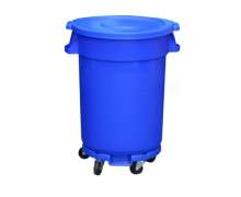 ถังขยะพลาสติก80ลิตร มีล้อ5ล้อ มีฐานมีฝาสีฟ้า 0